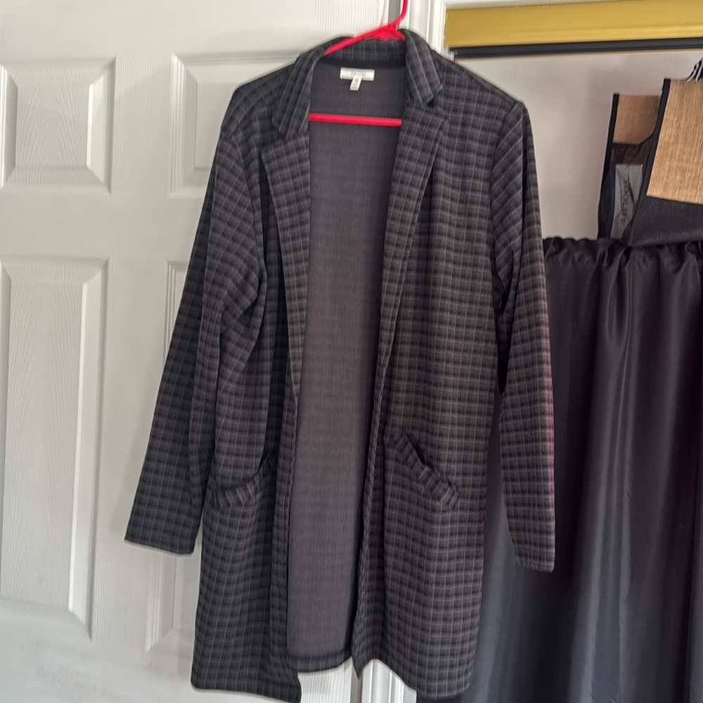 Gray And Black Plaid Blazer